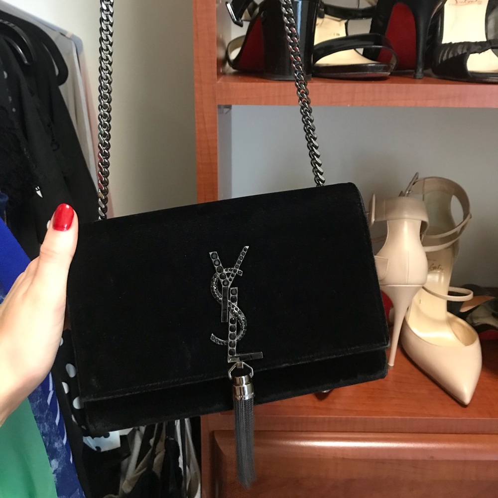YSL SAINT LAURENT. Authentic Black Velvet Bag